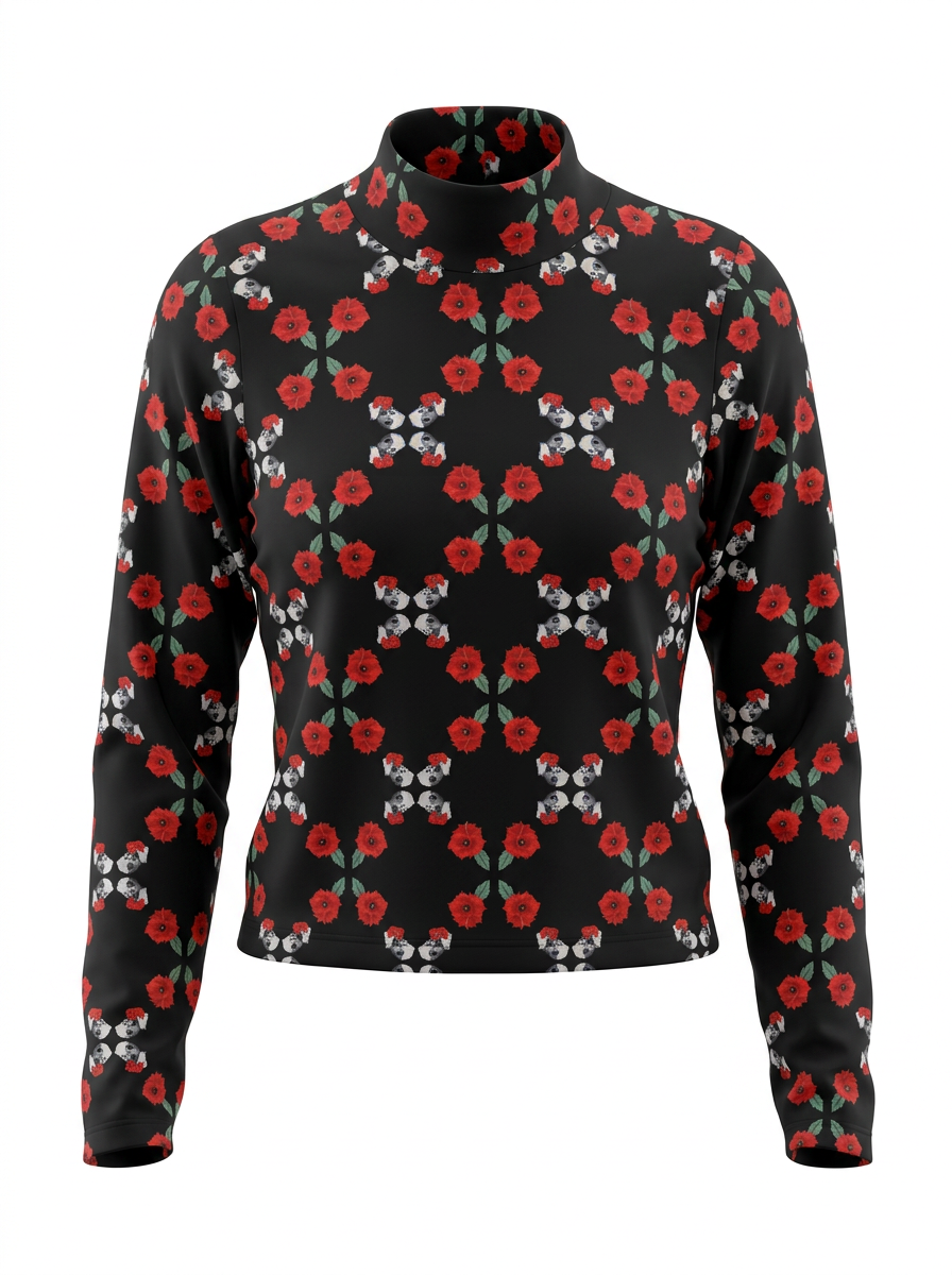 Col roulé black&rose
